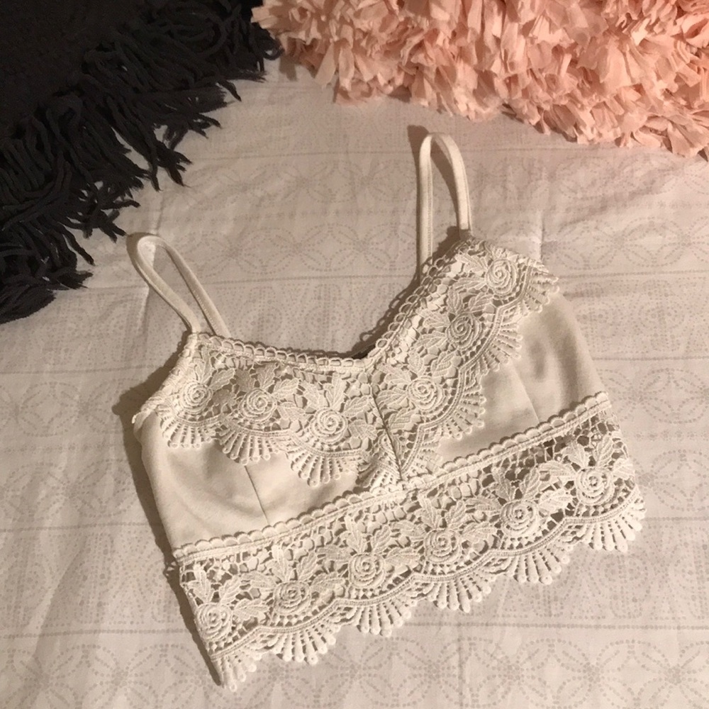 White lace crop top